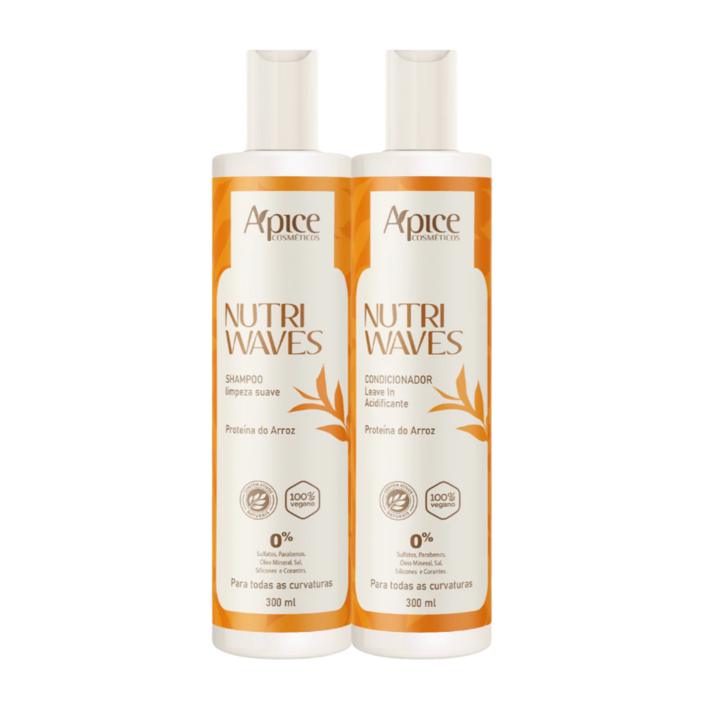 Kit Apice Shampoo Condicionador Nutri Waves Higieniza o couro cabeludo 300ml