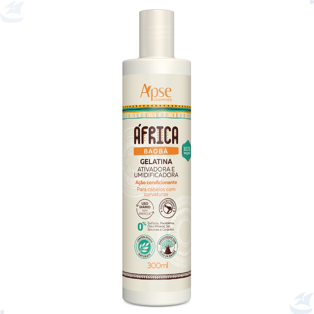 CONDICIONADOR GELATINA AFRICA BAOBÁ 300 ml RICO EM VITAMINAS A D E F HIDRATA E NUTRI OS FIOS BRILHO