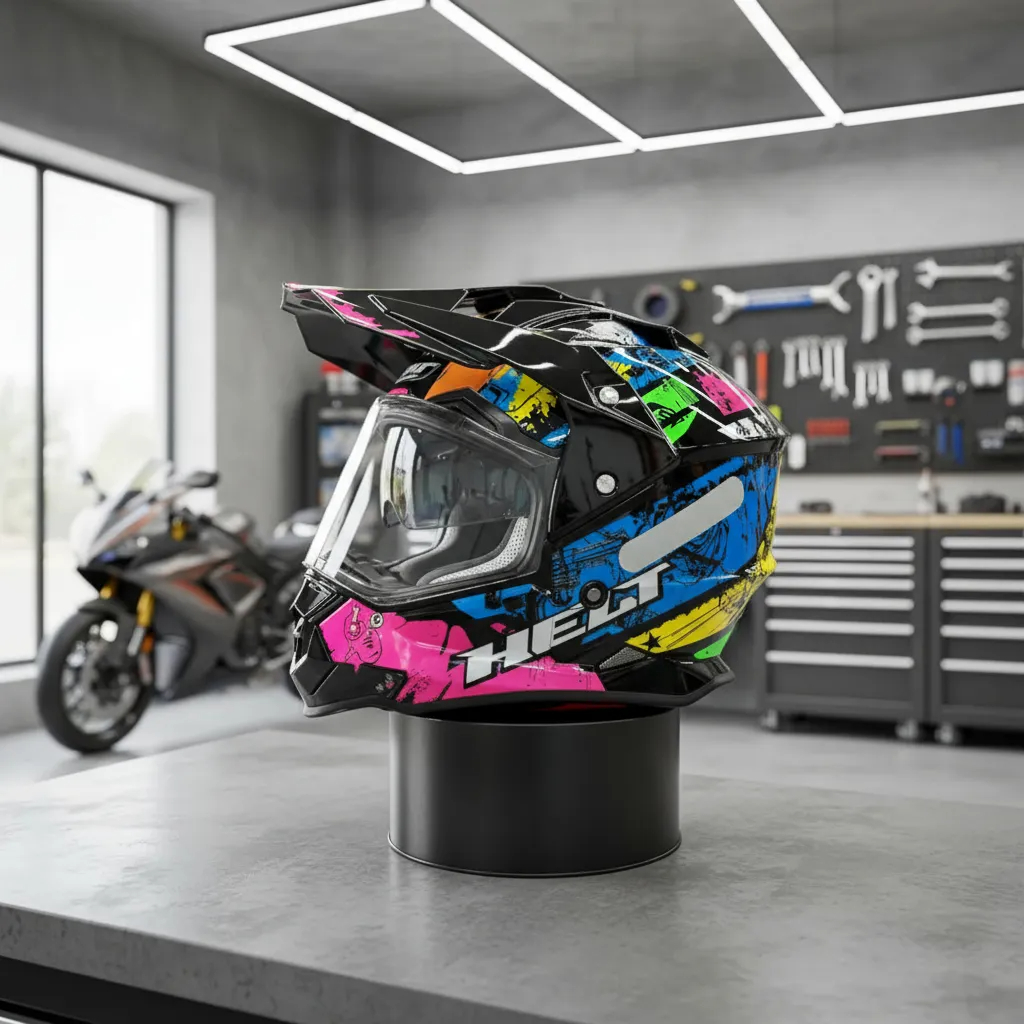 Capacete Helt Cross Vision Glass Light C/ Óculos E Viseira