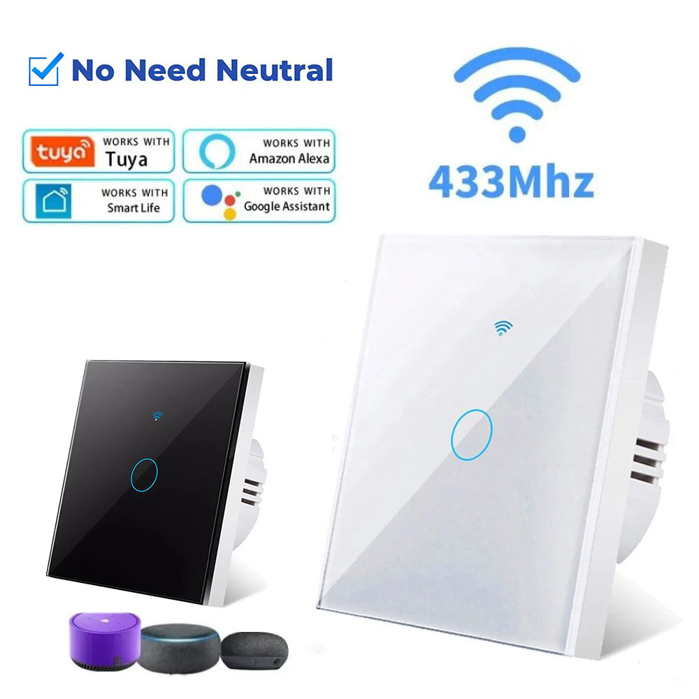 Interruptor Inteligente Axus Para Tuya smart light switch EU WiFi Glass Touch Panel 1/2/3 Gang Funciona Com Alexa E Home