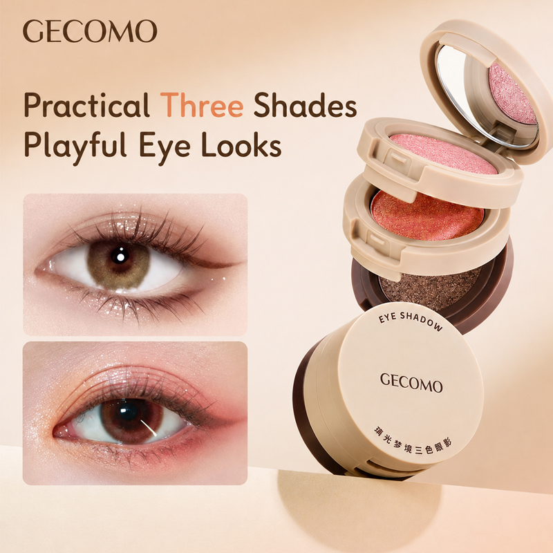 Sombra Tricolor Gemon Glass Light-Shimmer Matte Multi-Shade , Iniciante De Longa Duração , Sedoso E Suave , Escolha Maqu