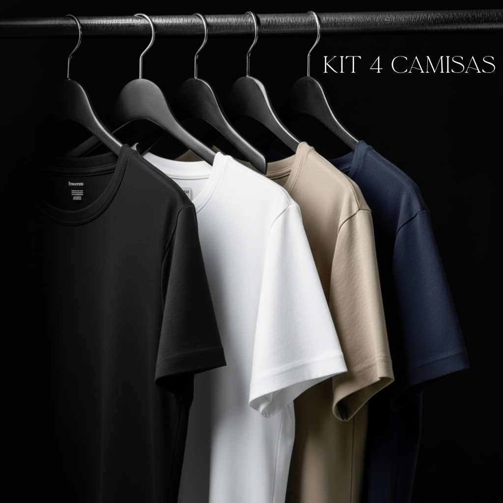 Kit 4 Camisetas Masculinas Para Trabalho e Dia a Dia