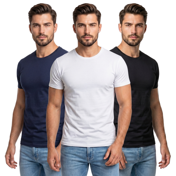 Kit 3 Camisetas Masculinas Básicas Premium Cotton Algodão Casual Confortável Dia a Dia