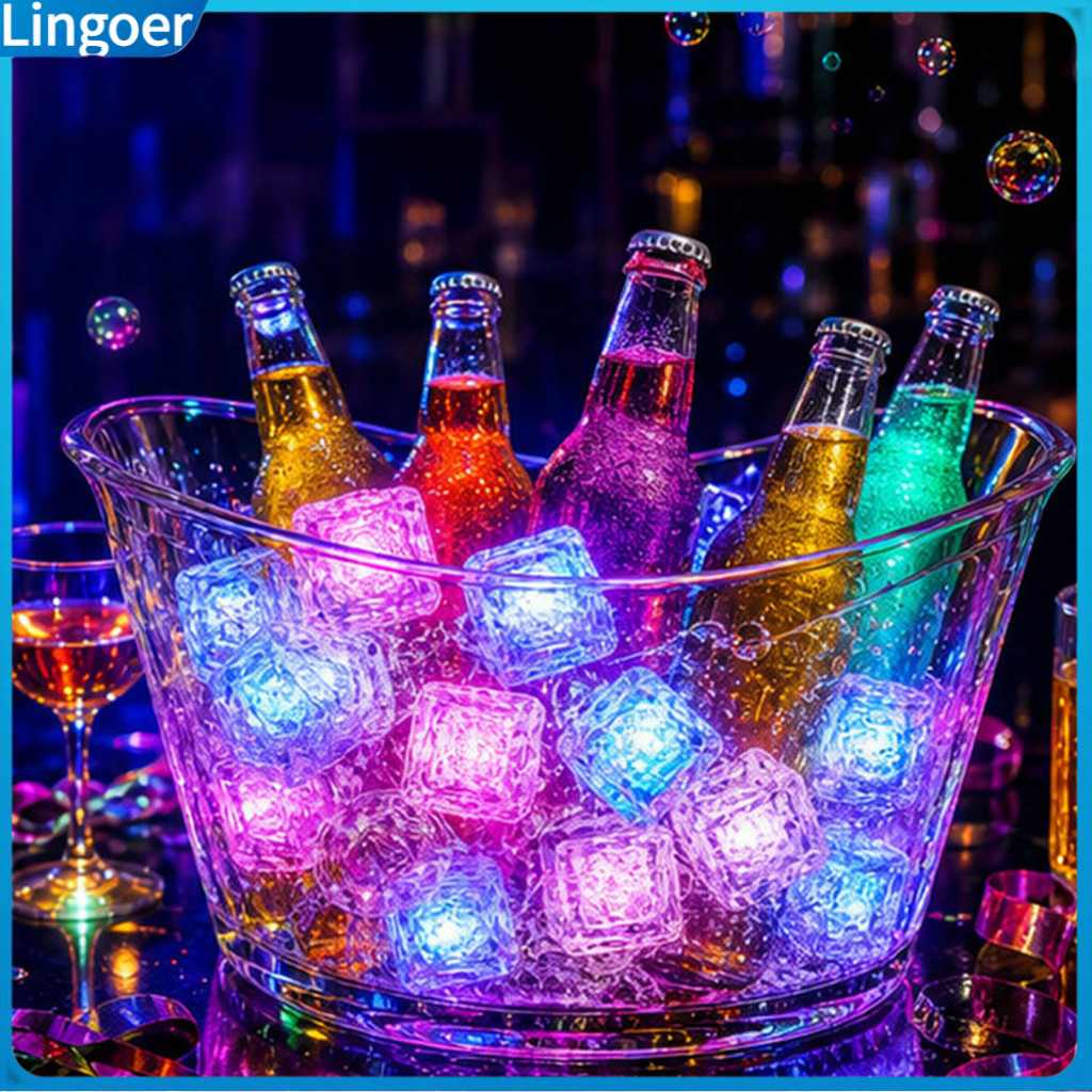 12pcs Color Changing Led Ice Cubes Water Activated Glowing Drink Lights Submersible Bar Party Decor for Ktv Wedding Birt