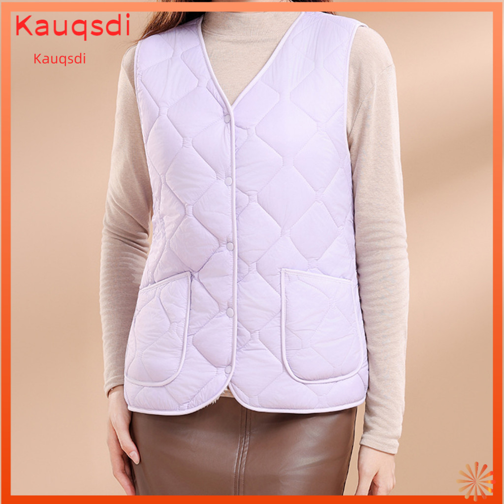 Lightweight Winter Vest for Women Waistcoat Women’s Coat with V-neck Collar Thick Velvet Lining Single Breasted Pocket