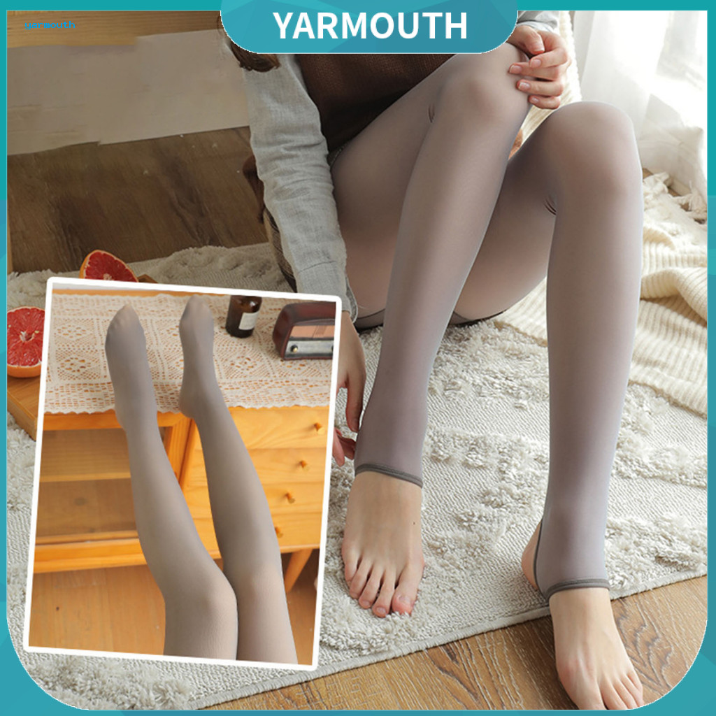 Women Leggings High Elasticity Winter Thick Plush Lined Thermal Tights for – Warm Fleece Velvet Pantyhose Translucent