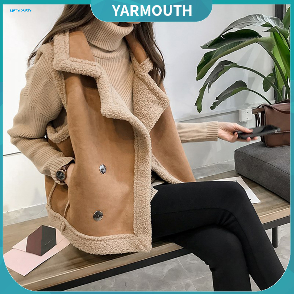 Women Waistcoat Lapel Vest Coat Women’s Double-breasted Cardigan with Thick Velvet Lining Short Solid Color Outerwear