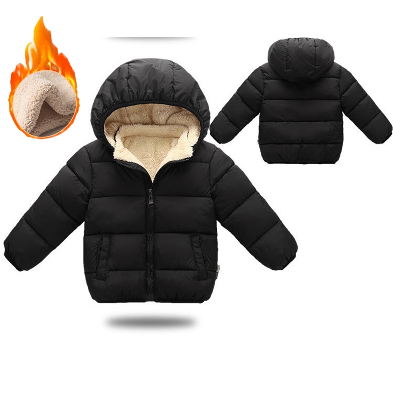 Baby Thick Coats Winter Boys Girls Plush Velvet Casacos Quentes Com Capuz Acolchoado Roupa Exterior Infantil De Neve