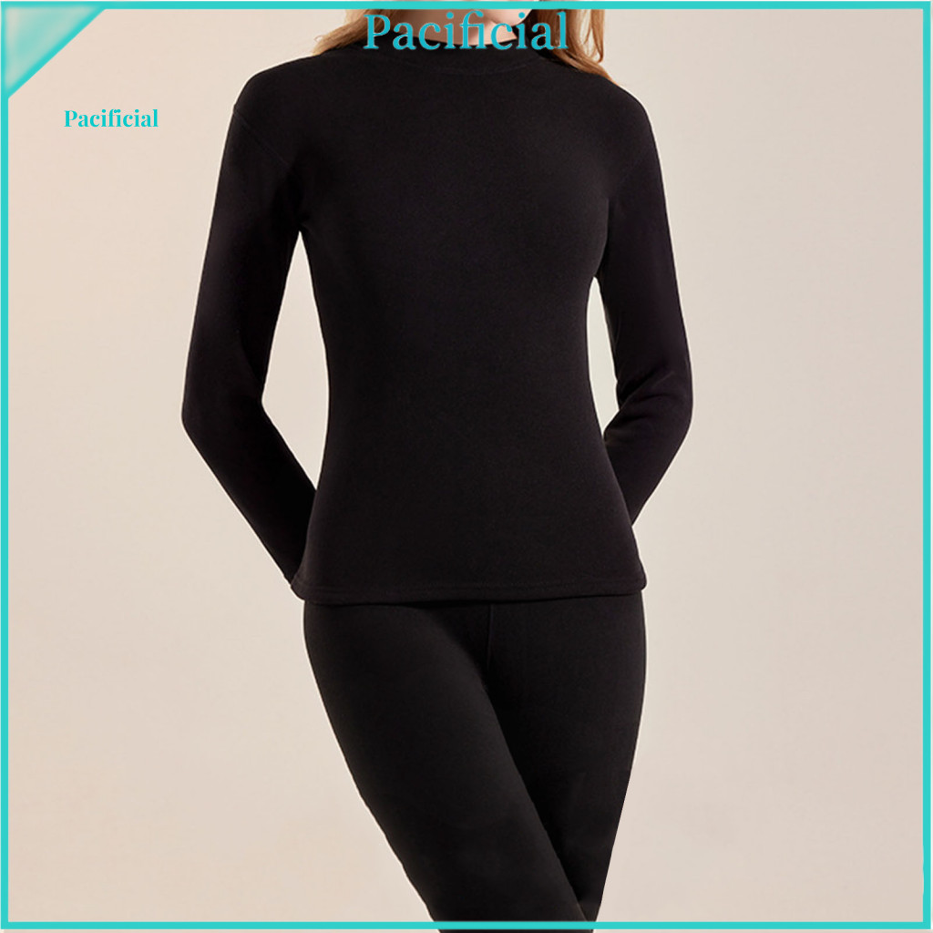Thermal Clothing Set Fleece Lined Base Layer 2 Pcs Winter Underwear for Men Women Double-sided Velvet Thick Plush Slim F