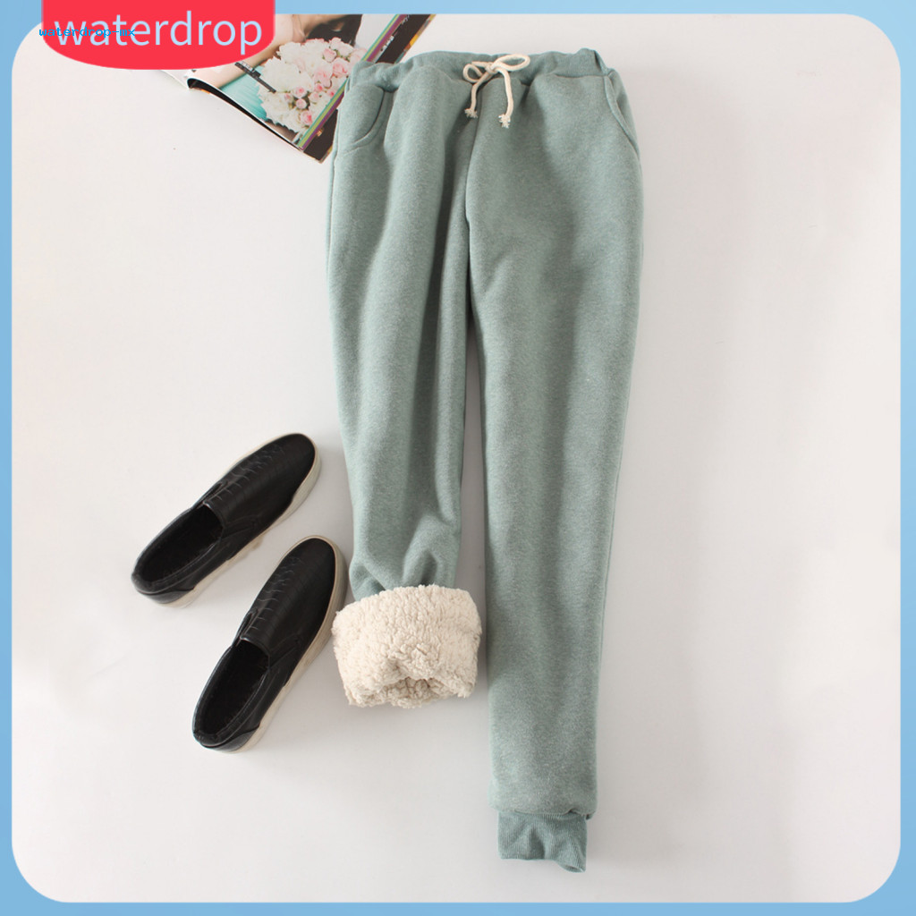 Women’s Jogger Pants Elastic Waist Adjustable Drawstring Harem Thick Velvet Lined Casual Slim Sweatpants Comfortable W