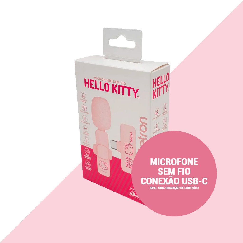 Microfone de Lapela sem Fio Hello Kitty Letron