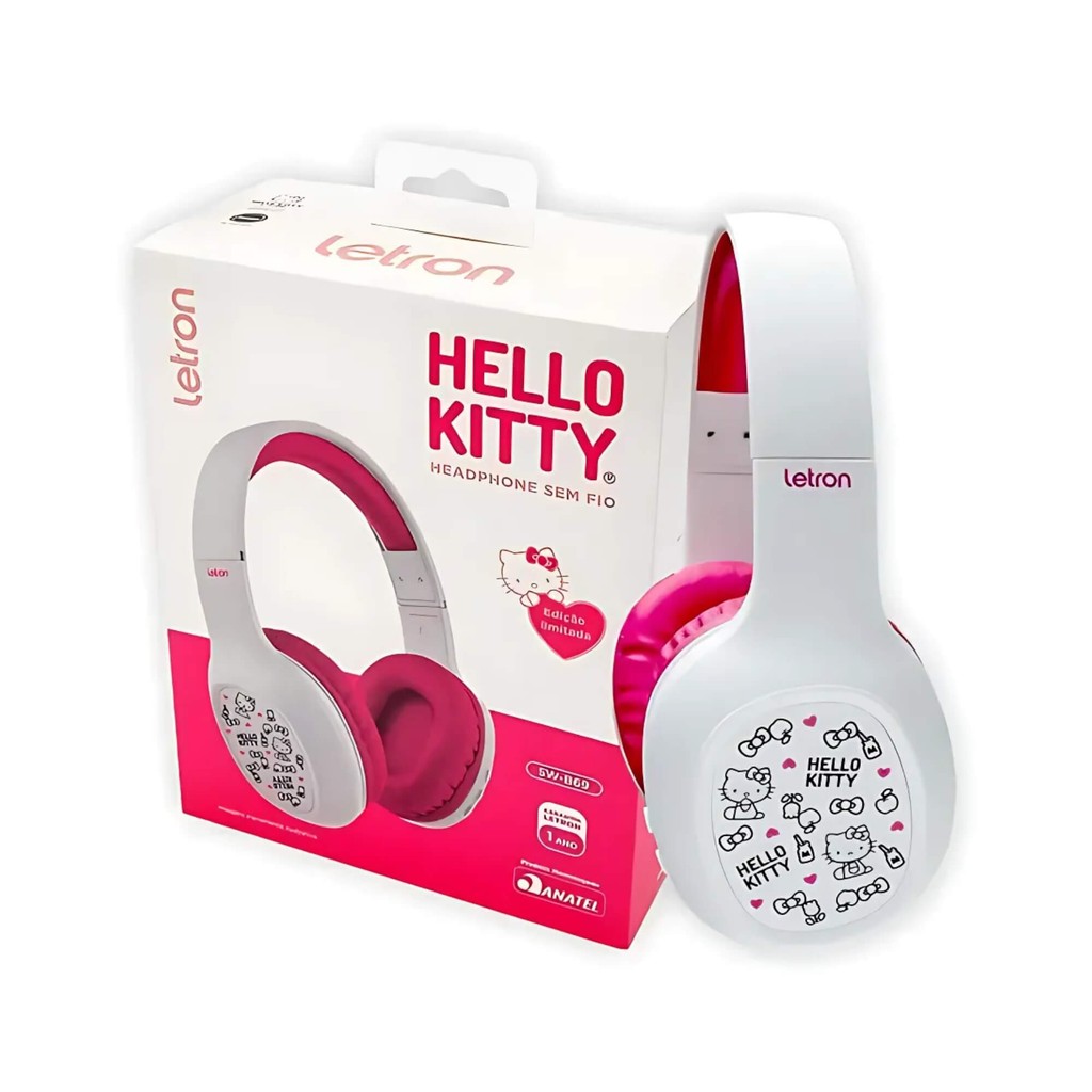 Headphone Sem Fio Colors Hello Kitty Bluetooth Driver 40 mm Letron Leonora - 74800