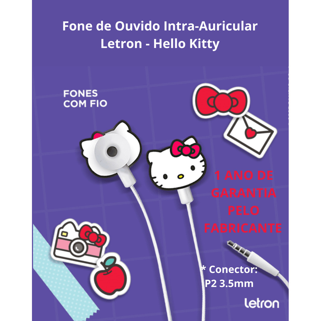 Fone de Ouvido Intra-Auricular Letron - Hello Kitty