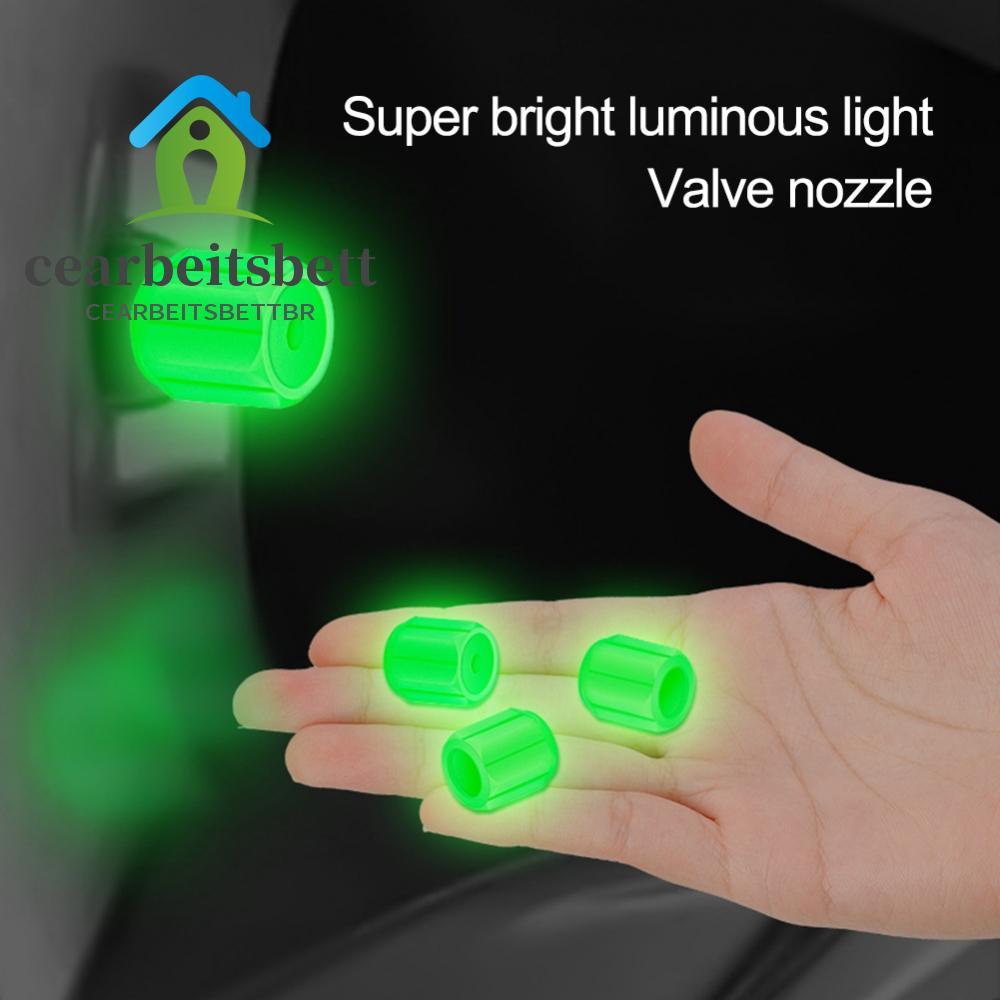 [CEBE]4PCS✅Universal Fluorescent Car Tire Valve Cap Luminous Bike Tire Valve Stem Cap-HOT SALE