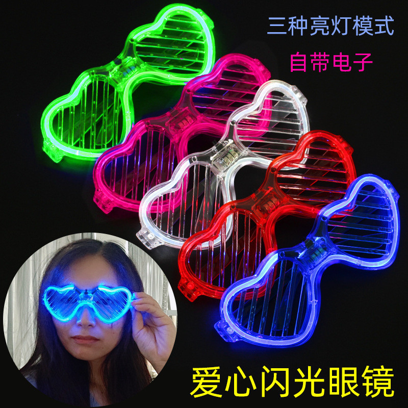 Led Luminous Glasses Heart Shape Fluorescent Cold Light Glasses Bar Festa de Férias Adereços para Eventos de Férias Luminous Toys