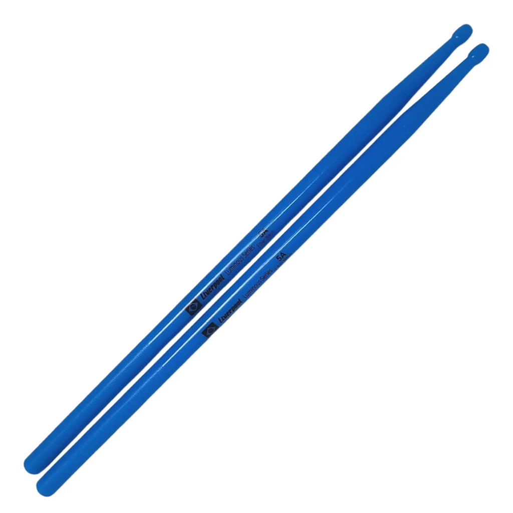 Par Baqueta Liverpool 5A Neon Fluorescente Azul Luminous Ponta Nylon Novo