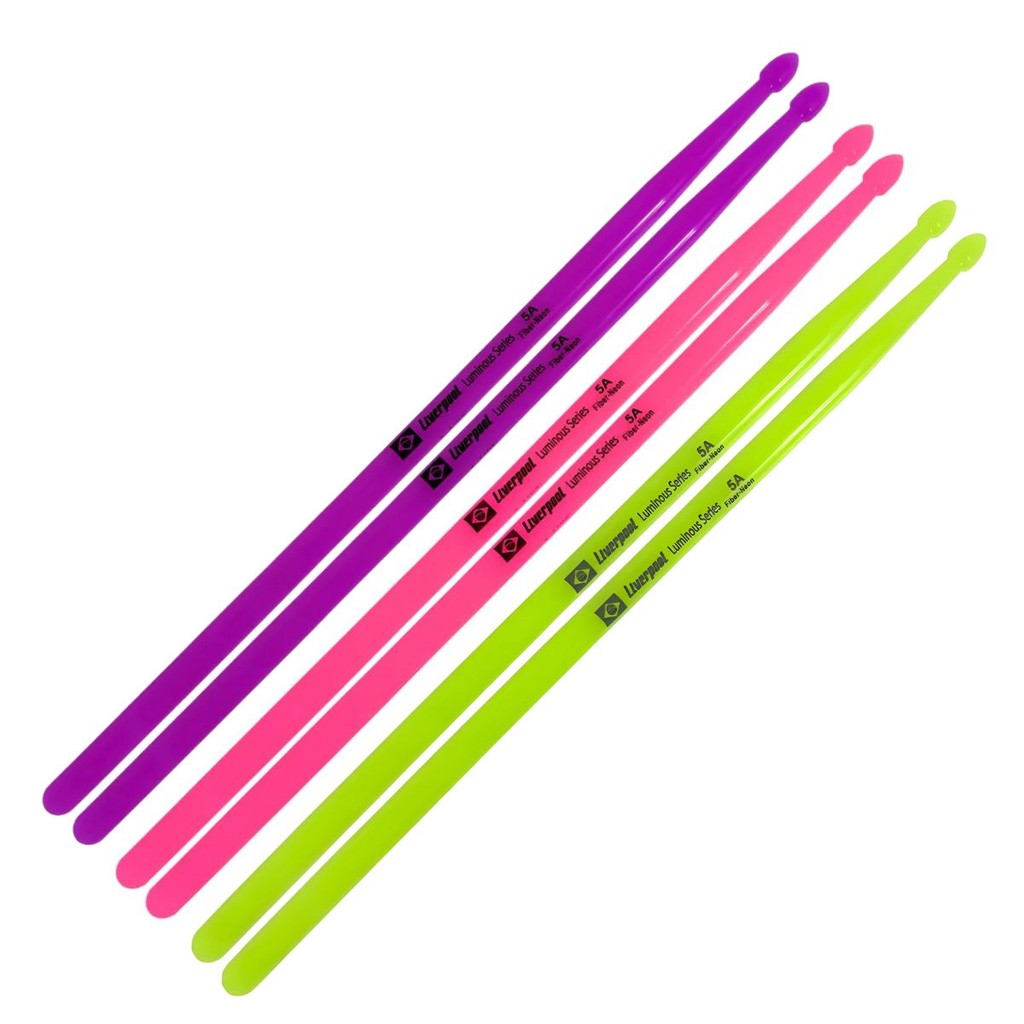 Baqueta 5A Liverpool Luminous Series 3 Pares Neon Fluorescente