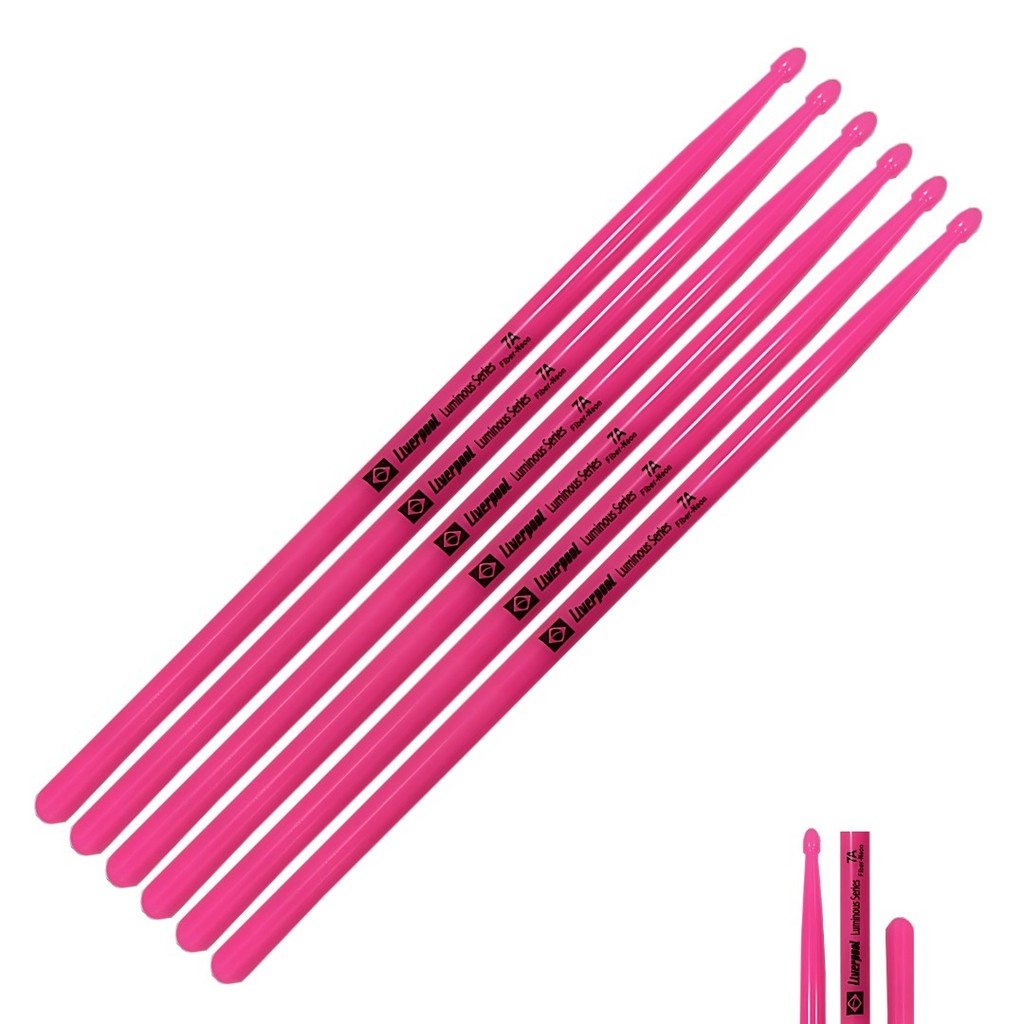 Baqueta 7A Liverpool Luminous Series 3 Pares Neon Fluorescente