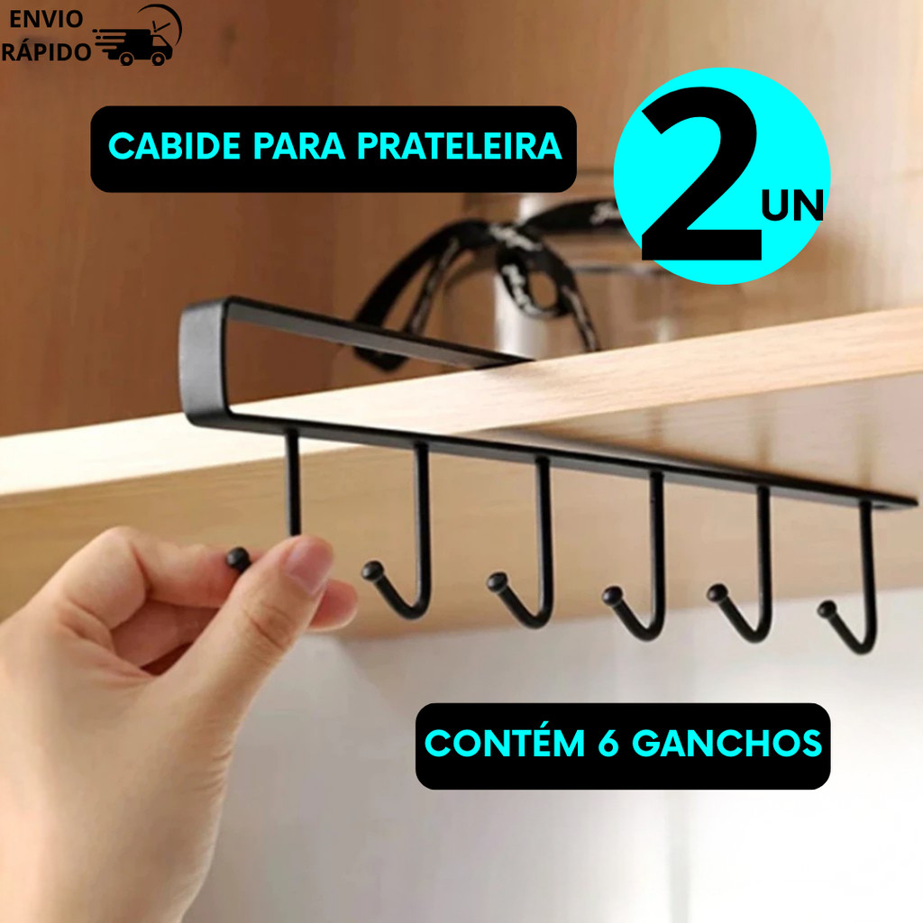 Suporte De Metal 2 ou 1 Unidade Porta Xícaras Canecas Utensílios Pendurar No Armário