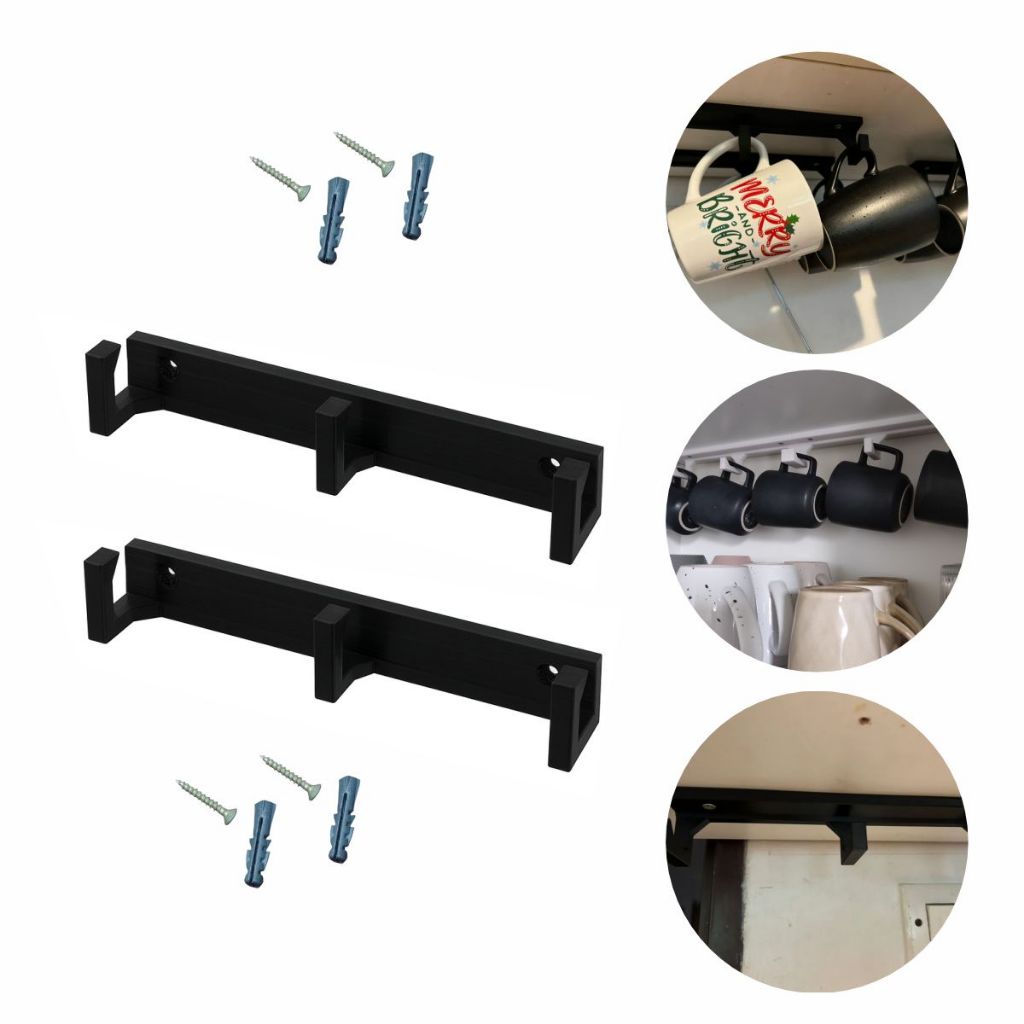 Suporte Ganchos para Canecas e Xícaras para Armários Utensílios Cozinha