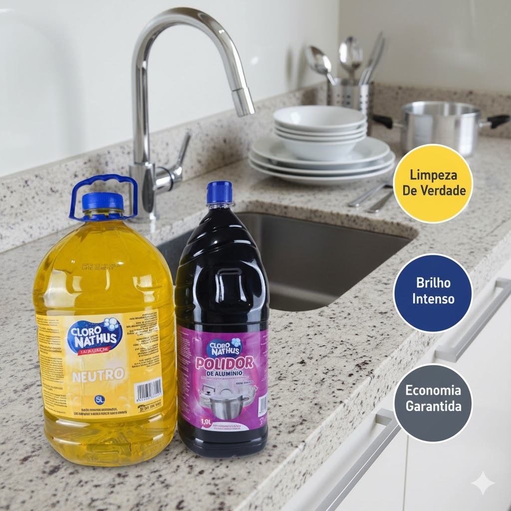 Super Kit Cozinha Brilhando  5L Detergente + 1.9L Polidor – Remove Gordura E Dá Brilho Instantâneo!