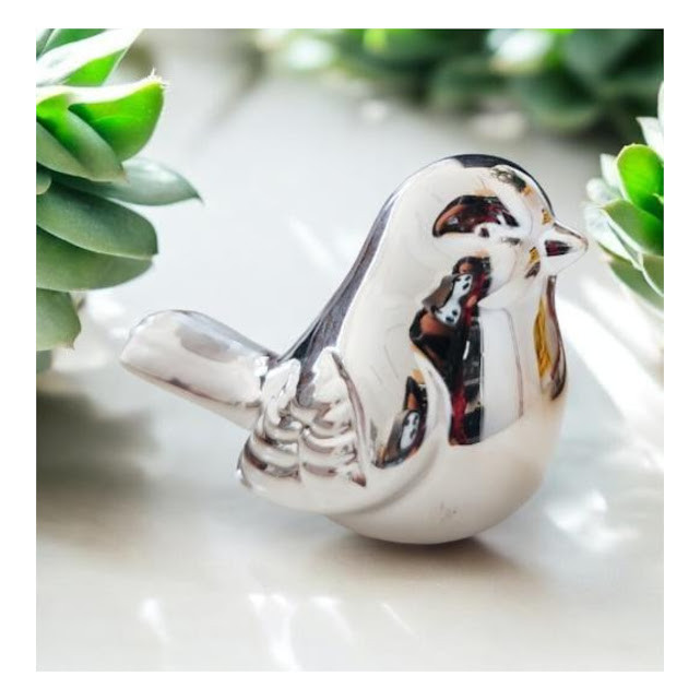 Escultura Mini Pássaro Prata – Elegância na Sua Decoração