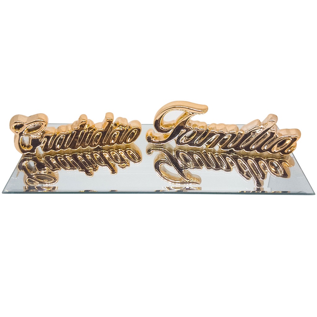 Kit 2 Enfeites Positividade Decorativo Mini Estatua Estatueta Decoração Palavra Escultura Sala Rack Mesa Bancada
