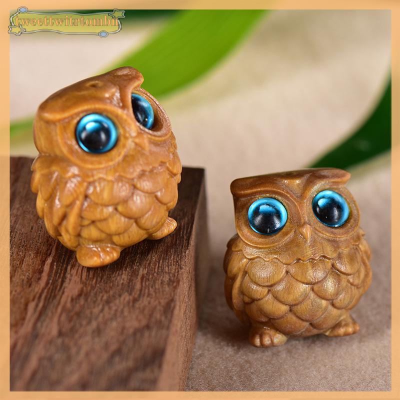 Tweettwittwittwimb Mini Coruja De Escultura Em Madeira , Enfeites De Sândalo Verde , Lindo Pingente Criativo DIY , Decor
