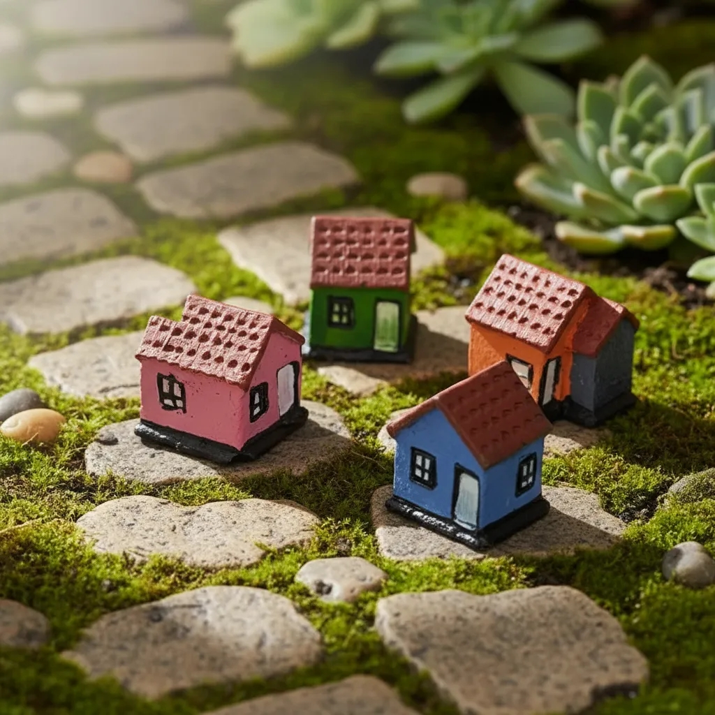 Miniatura Casinha Mini 4 Peças - Enfeite Decoracao EM Resina