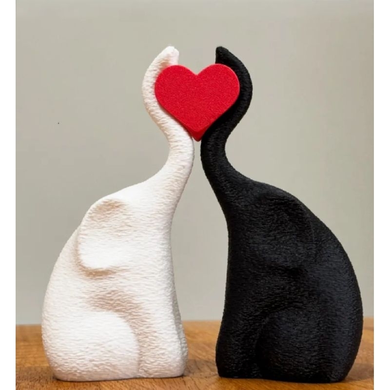 Kit 2 Mini esculturas de Elefantes Apaixonados Decoração Minimalista Estante Sala casa Nova