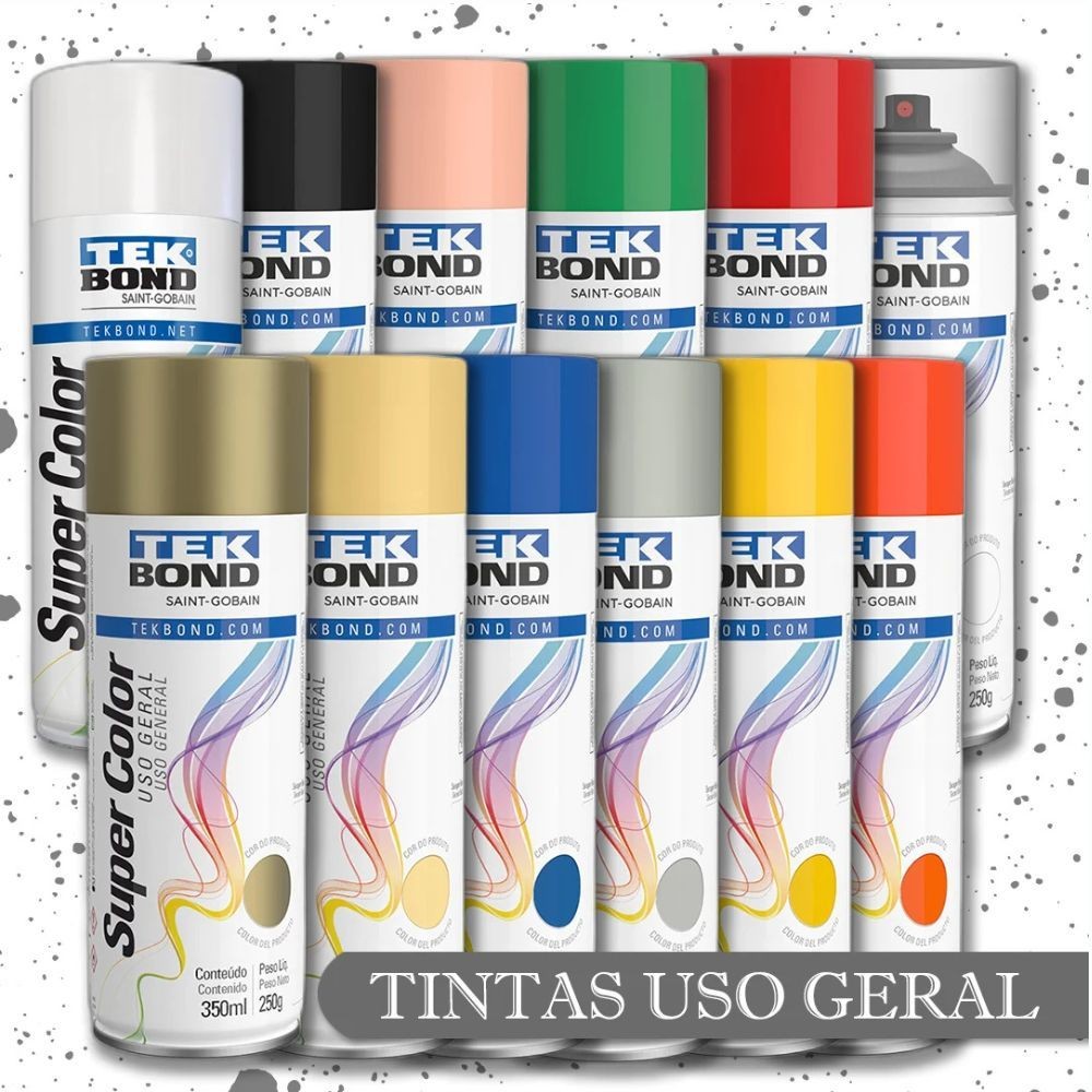 Premium Spray Tekbond 350ml Cores + Primer e Alta Temperatura