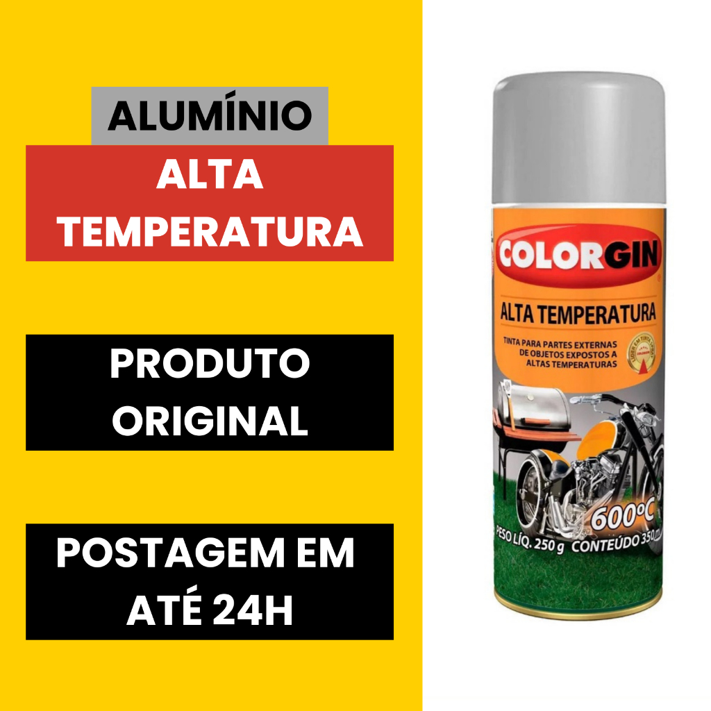 Tinta Spray Alta Temperatura Alumínio Colorgin Sw 600ºc -350ml