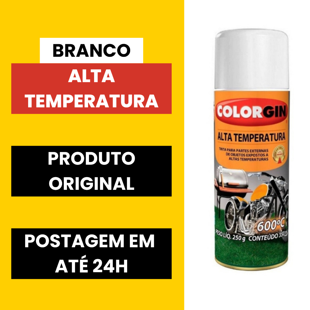 Tinta Spray Alta Temperatura Branco Colorgin Sw 600ºc 350ml