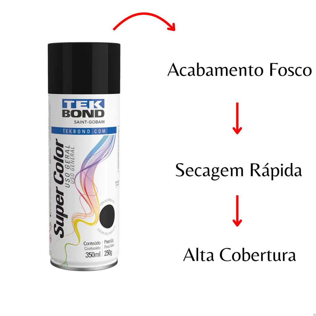 TOP TINTAS SPRAY TEKBOND USO GERAL TODAS CORES 350ML