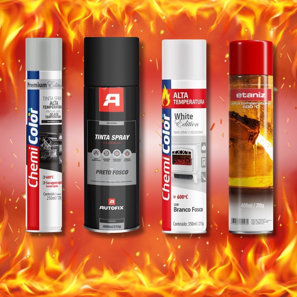 Tinta Spray Alta Temperatura para Escapamento e Motor – 250ml / 350ml / 400ml ! OK