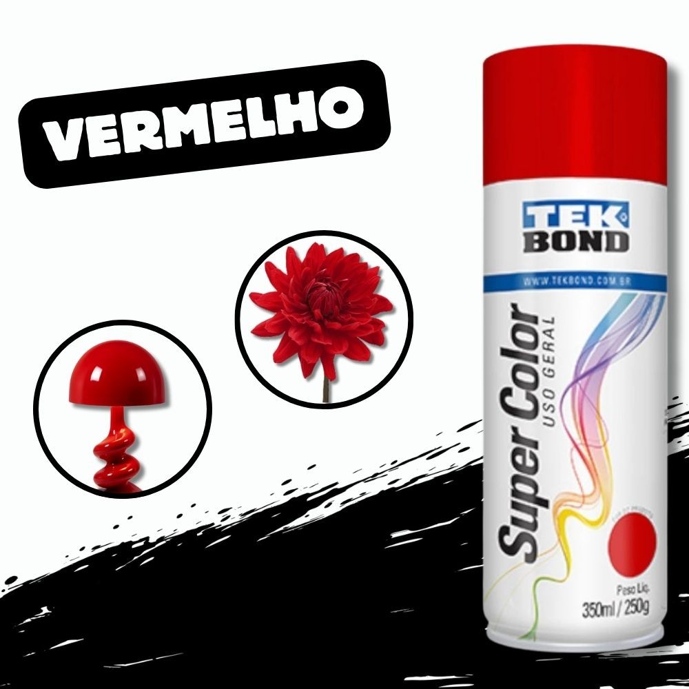 Tinta Spray Tekbond Vermelho 350ml/250g Uso Geral – Secagem Rápida