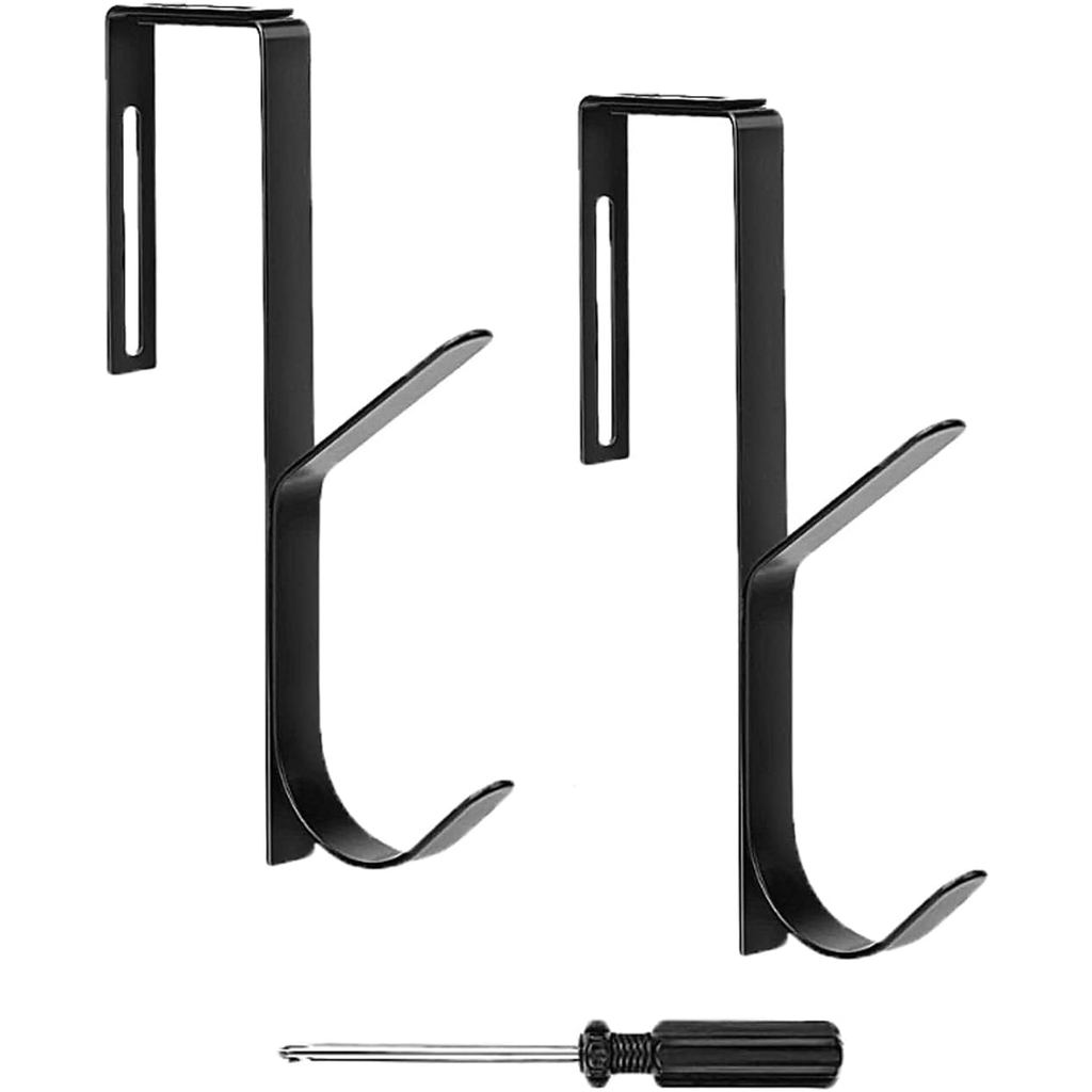 2 Pack Coat Hooks Cubicle Wall Mount Double Hook Sturdy Adjustable Over Door Hanger for Cubicle Panel Partition Hanging