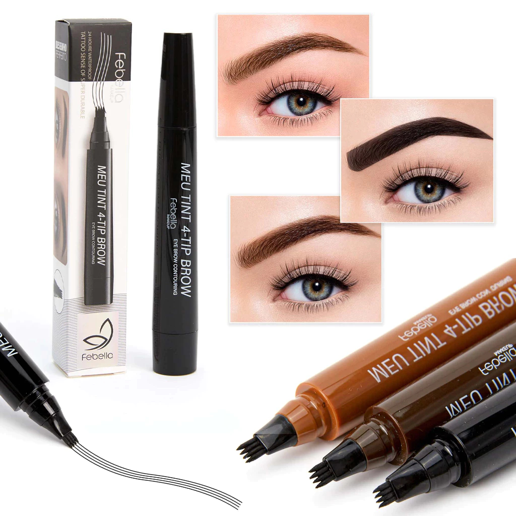 Caneta tattoo Sobrancelha e barba À Prova D'Água fio a fio 4 Pontas Microblading EYEBROW CONTOURING