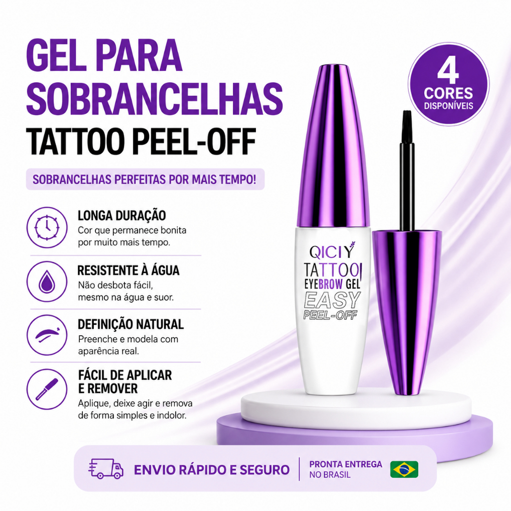 Gel de Sobrancelha Tattoo Peel-Off 4 Tons Longa Duração