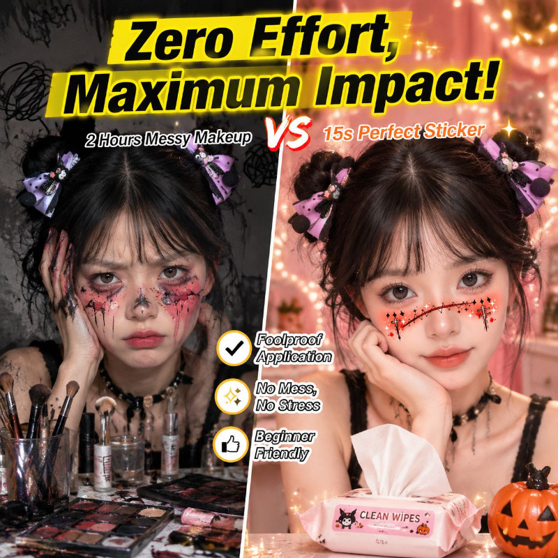 [Perfect Party Look] JMY-Halloween Face Stickers 10pcs/Party Decorations/Makeup Accessories/Halloween Makeup