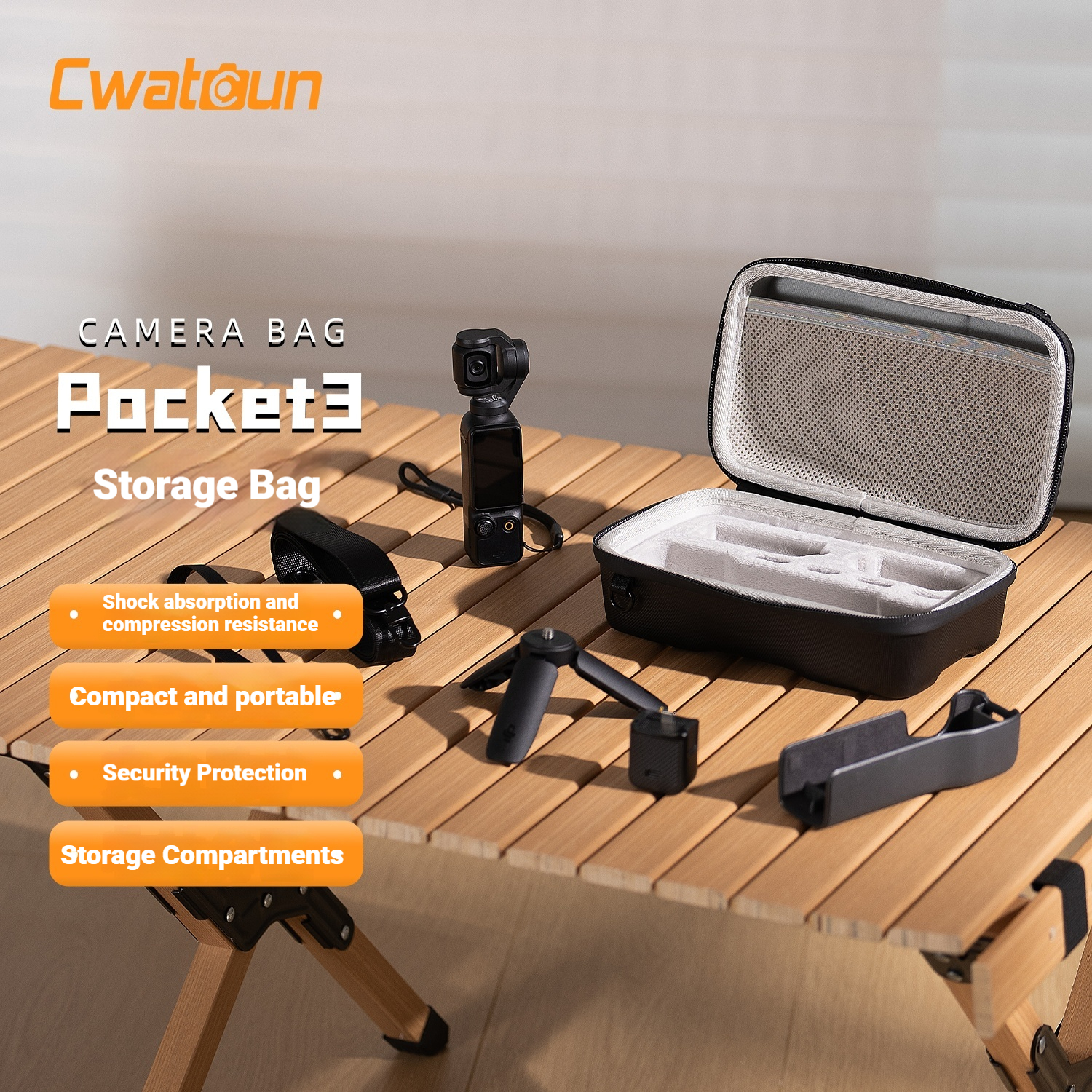 Cwatcun Eva Hard Shell Case Resistente A Choques Estojos De Armazenamento Duráveis E Versáteis Para DJI Pocket 3