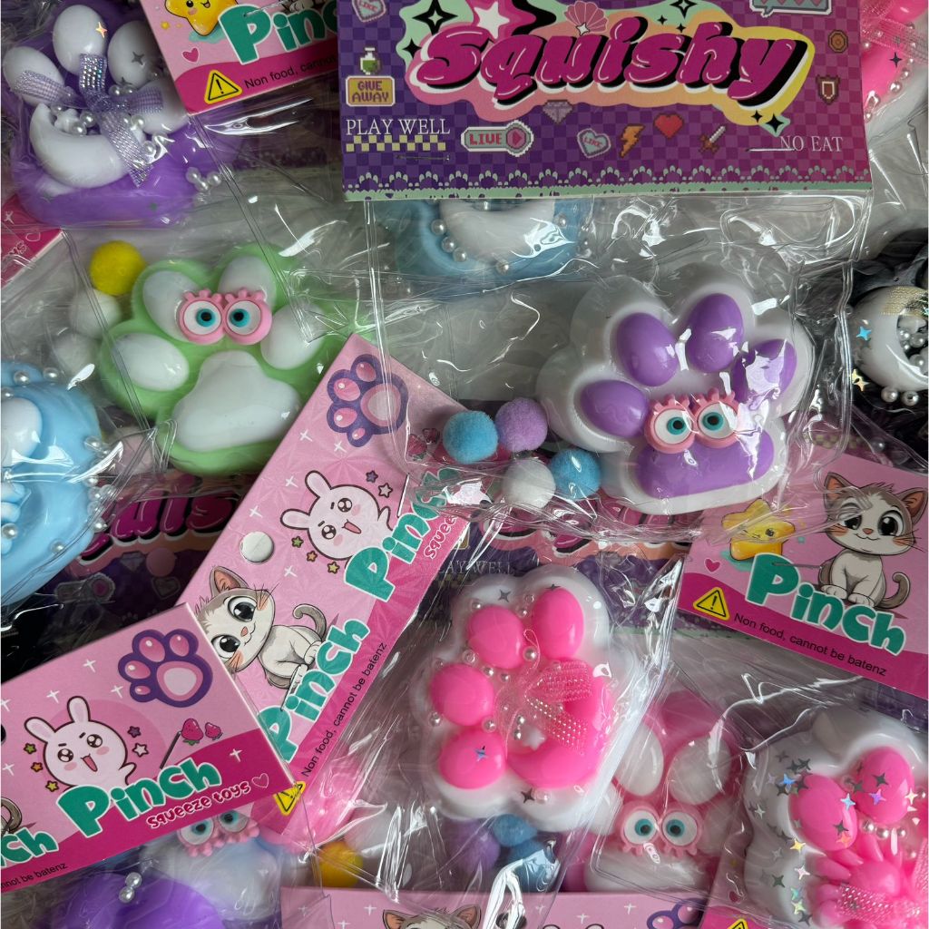 Brinquedos Squishy De Aperto De Pata Brilhante De Gato Kawaii Soft Squeeze Com Bola para Alívio De Estresse Presentes