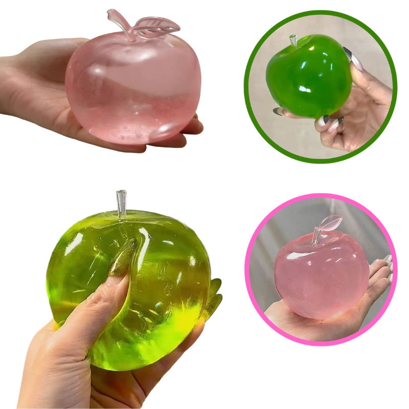 Brinquedo de gelatina transparente e macio inspirado na Apple Squeeze Ball, perfeito para aliviar o estresse na mesa de