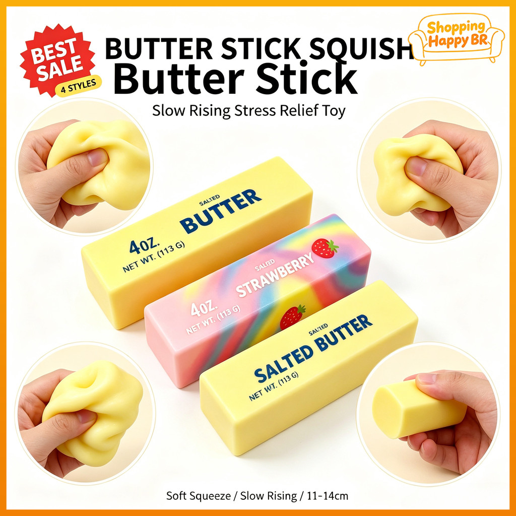 [Compre 3 Grátis 1] Bloco De Manteiga Brinquedo Mole Macio E Lento Para Alívio Do Estresse Squeeze Fidget Vent Toy Simul