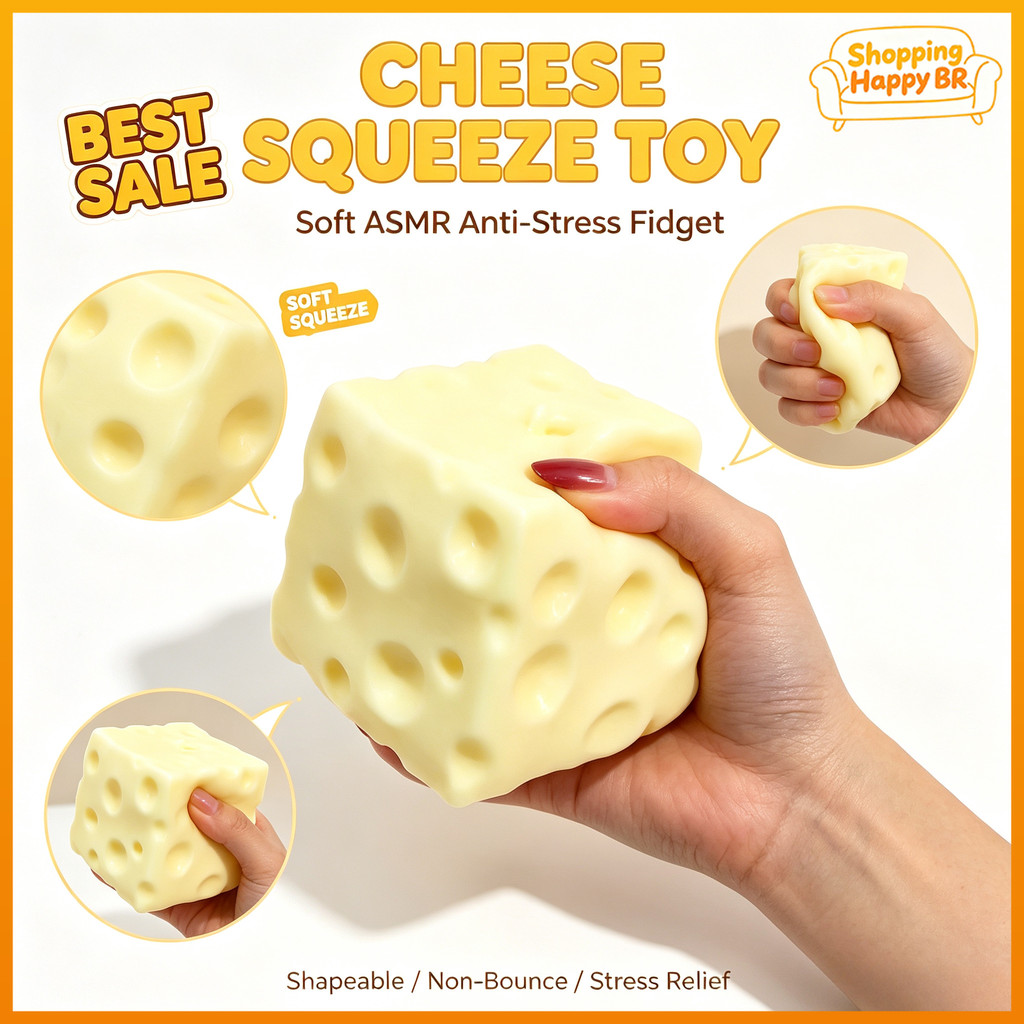 [Compre 1 Leve 1] Cubo De Queijo Jumbo Squeeze Toy Shapeable Non-Bounce Fidget Ball Sensorial Anti-Stress Presente De Na
