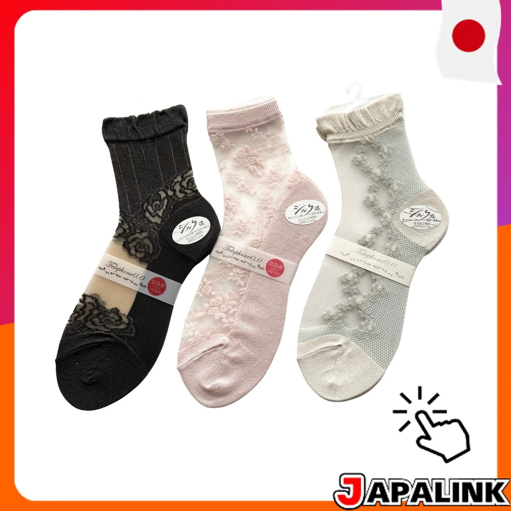 Meias Femininas Japonesas Finas Transparentes de Seda para Verão Kit 3 Pares