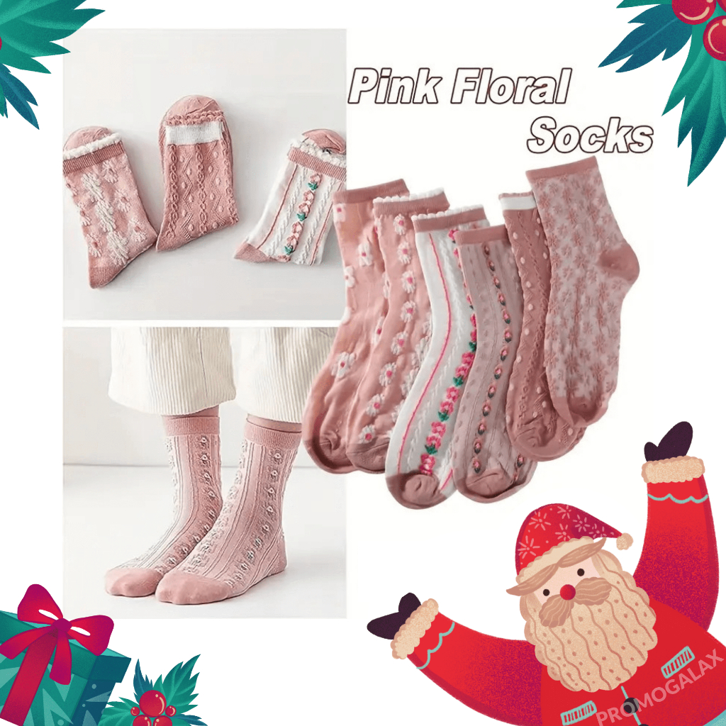 6 Pares de Meias Femininas Estilo Retro Finas Personalizadas De Algodão De Renda