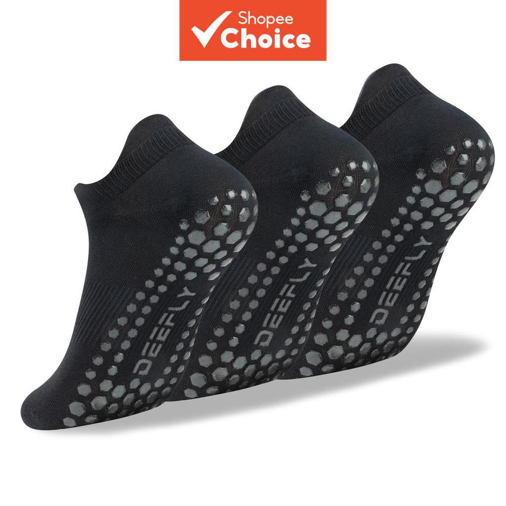 3 Pares De Meias Antiderrapantes Para Homens E Mulheres | Yoga Pilates Respirável Conforto Macio Fino Estilo Curto Preto