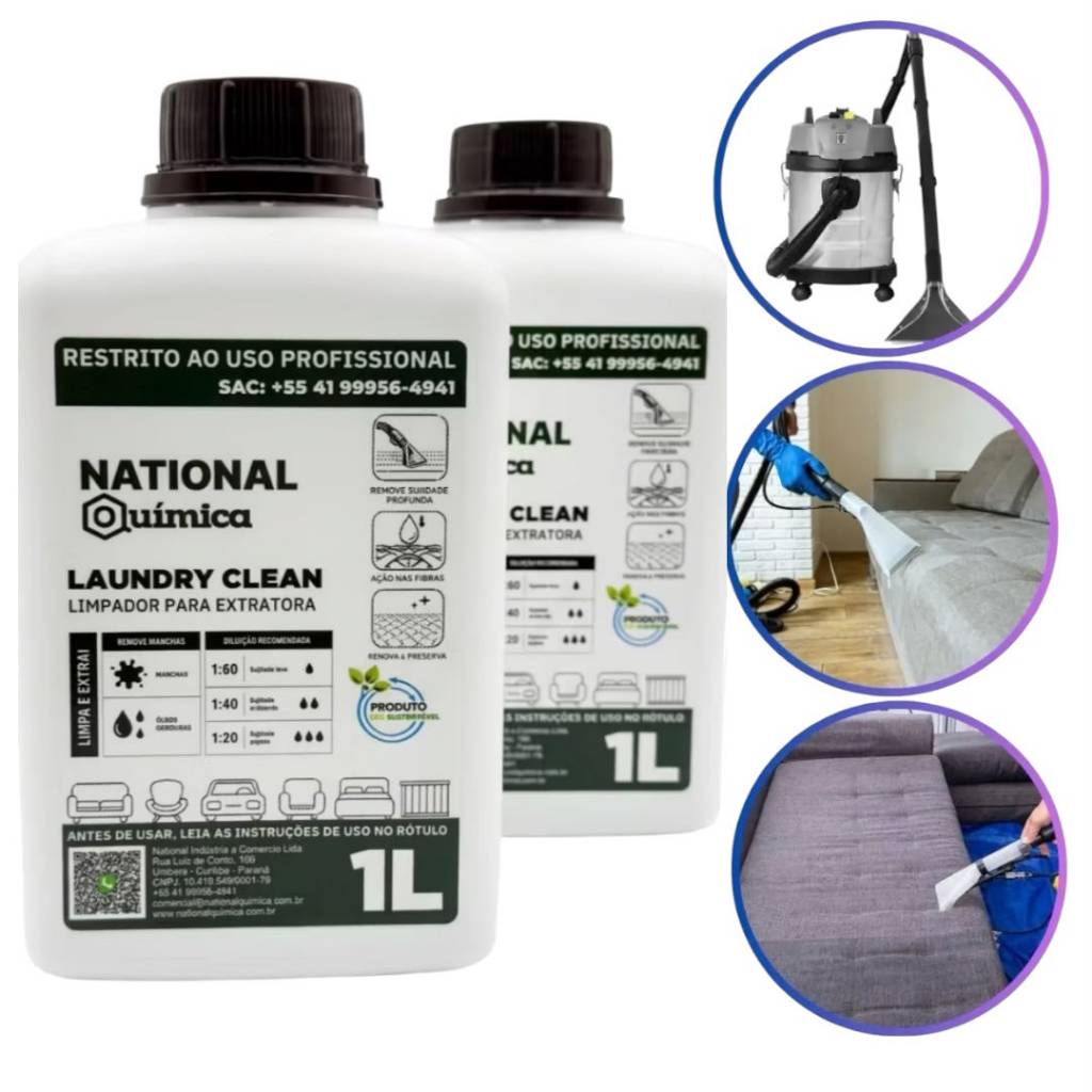 Combo 2 Unidades Laundry Clean Nq 1L Linha Profissional Para Limpeza Comercial De Carpetes De Escritório