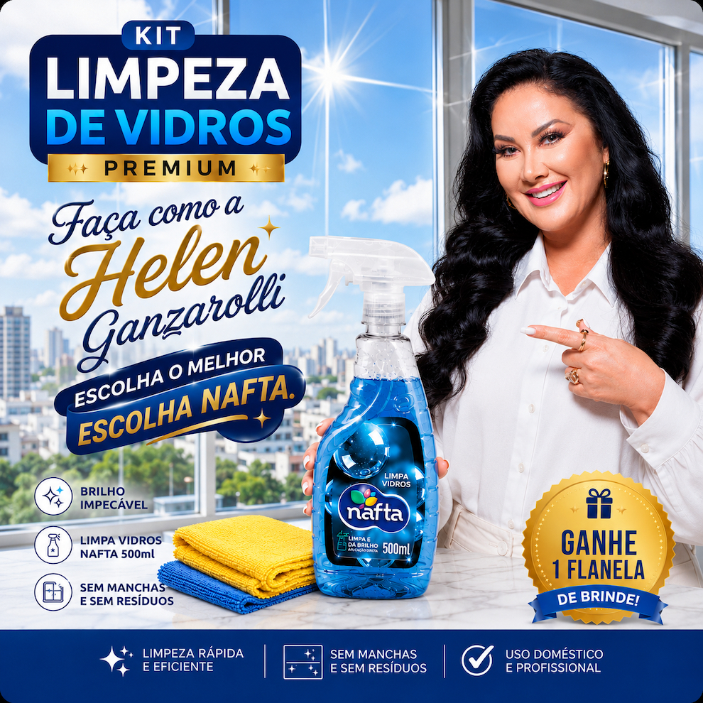 Limpa Vidros Espelhos Portas e Parabrisas Profissional N-PBF-Clean com Borrifador Nafta
